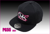 Casquette 2023 noire - Logo Blanc & Rose brodé - Visière plate 6-MIK