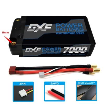 Lipo Batterie 2S 7.6V 7000mAh 140C Blue Lightning Series 5mm avec cordon DEAN DXF-POWER