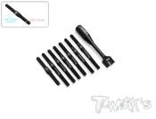 Kit de pas inverses Titane Noirs pour Asso RC10 B74.2 (7pcs+clé) T-WORKS