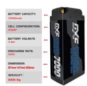 2 X Lipos Batteries 2S 7.6V 7000mAh 140C Blue Lightning Series 5mm avec cordon DEAN