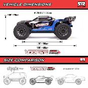 1/10 VORTEKS 2WD RTR Brushed Stadium Truck, Bleu ARRMA