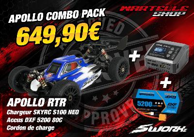 Pack Buggy APOLLO II eEVO 1/8E + Chargeur S100 neo + Lipo DXF 4S 5200mAh SWORKZ