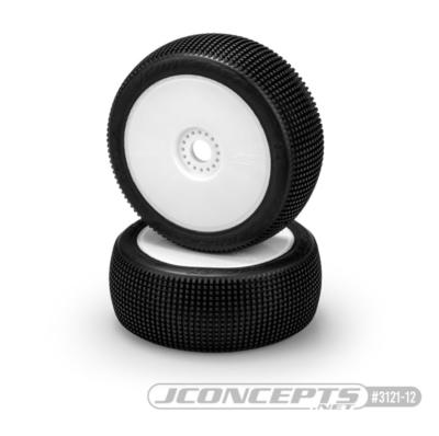 Pneus REFLEX gomme VERT (super soft) monté/collé sur jantes BLANCHES J-CONCEPTS