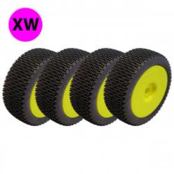 Pack NON-Collé RAIN EVO XW (gomme pluie V2) + Inserts + jantes Jaunes (4) DONUTS RACING