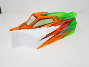 CARROSSERIE EB48 2.0 BLANC/ORANGE FLUO/VERT FLUO PEINTE POUR EBB48 2.0 - 2.1 TEKNO-RC